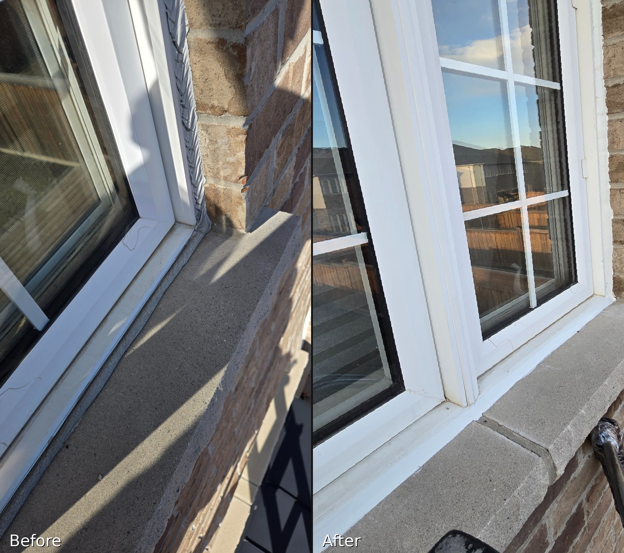 Before and after caulking